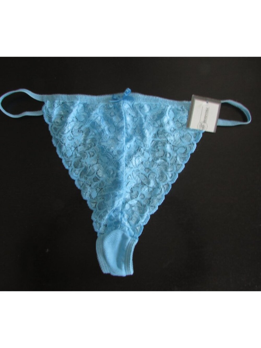 Premiere Collection Stretch Lace Thong - Blue - 1XL - NEW